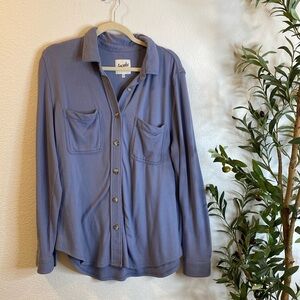 buttery soft blue gray button top